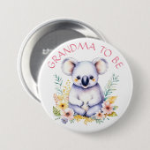 Koala Bear hielt Oma für Babydusche Button (Vorne & Hinten)