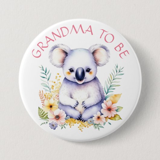 Koala Bear hielt Oma für Babydusche Button (Vorderseite)