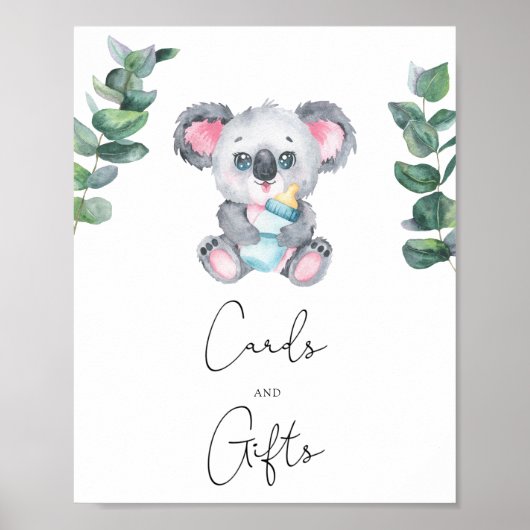 Koala Bear - Karten und Geschenke Babydusche Poster (Vorne)