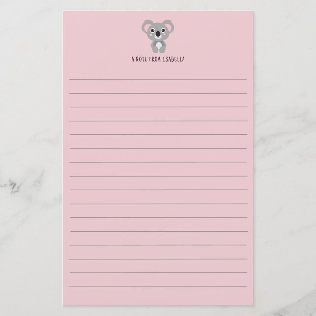 Koala Bear Kids Personalisiert Stationery (Vorderseite)