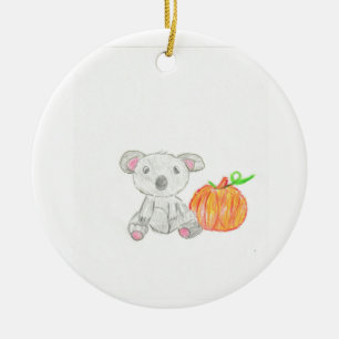 Koala Bear mit Pumpkin Keramik Ornament