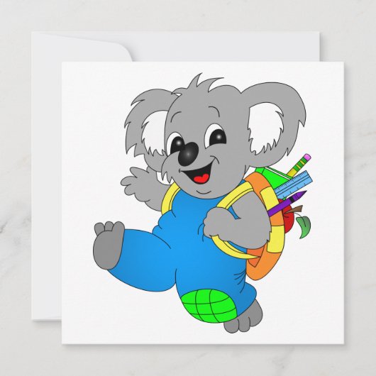 Koala Bear mit Rucksack Einladung (Vorderseite)