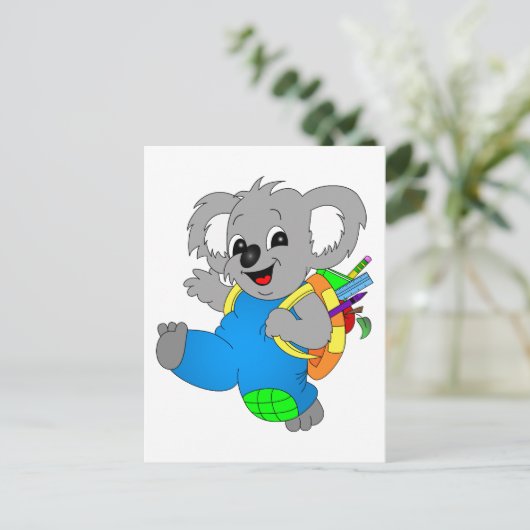 Koala Bear mit Rucksack Postkarte (Stehend Vorderseite)