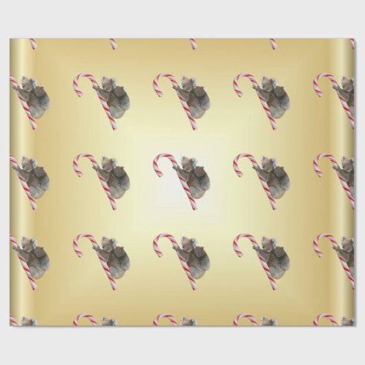 Koala Bear Mum and Joey Climbing Candy Cane Geschenkpapier (Flach)