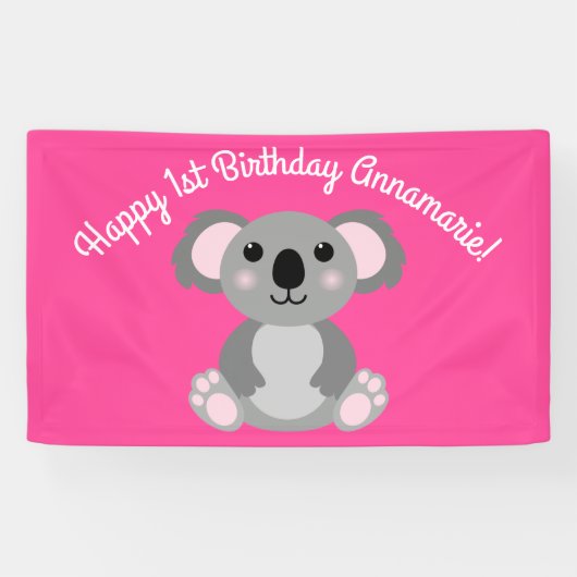 Koala Bear Niedlich Kid Birthday Party Banner (Horizontal)
