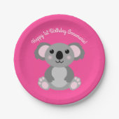 Koala Bear Niedlich Kid Birthday Party Pappteller (Vorderseite)