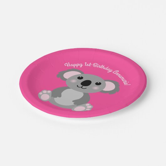 Koala Bear Niedlich Kid Birthday Party Pappteller (Schrägansicht)