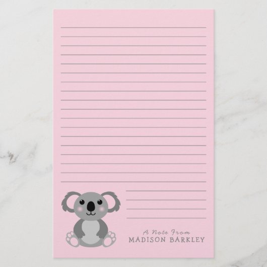 Koala Bear Niedlich Kid's Briefpapier (Vorderseite)