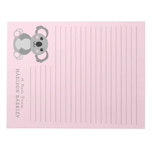 Koala Bear Niedlich Kids Personal Stationary Notep Notizblock (Vorderseite)