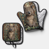Koala Bear Ofenhandschuh & Topflappen-Set (Vorderseite/Rückseite)