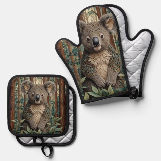 Koala Bear Ofenhandschuh & Topflappen-Set (Vorderseite/Rückseite)