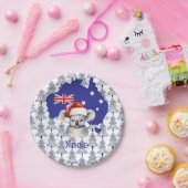 Koala Bear on Australia Flag and Christmas Tree Pappteller (Party)