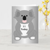 Koala Bear Personalisiert 11. Geburtstag Karte (Gelbe Blume)