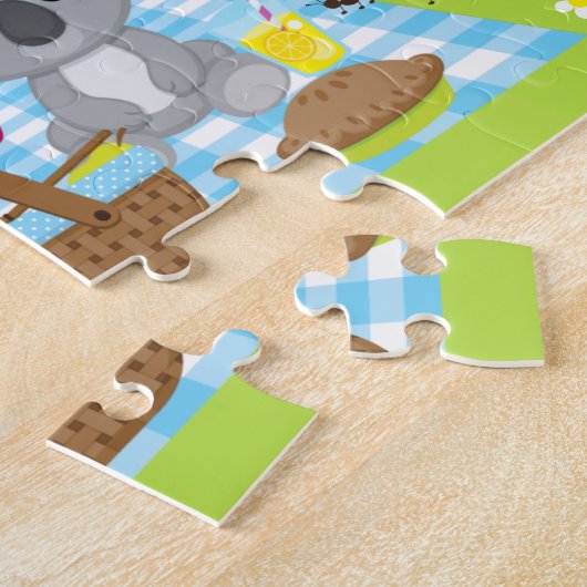 Koala Bear Picnic Boy Blue Gingham Puzzle (Seite)