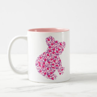 Koala-Bear-Pink-Herz Zweifarbige Tasse