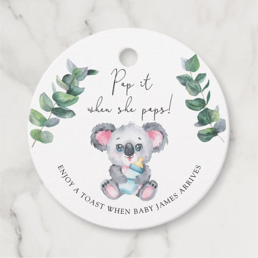 Koala Bear Pop es, wenn sie Pop Baby Dusche Geschenkanhänger (Vorderseite)