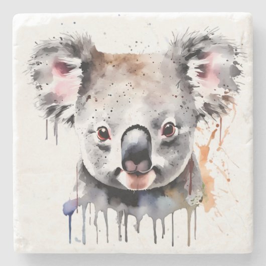 Koala Bear Portrait Steinuntersetzer (Vorderseite)