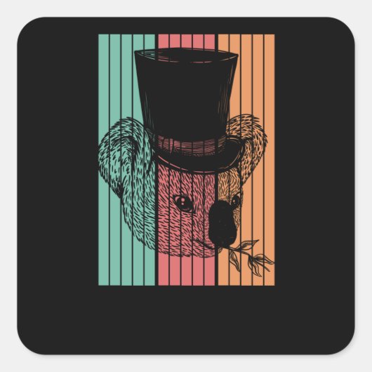 Koala Bear Retro Quadratischer Aufkleber (Vorderseite)