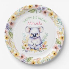 Koala Bear Themed Girl's Happy Birthday Pappteller