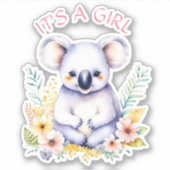Koala Bear Themed It's a Girl Baby Shower Aufkleber (Vorderseite)