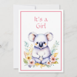 Koala Bear Themed It's a Girl Baby Shower Einladung