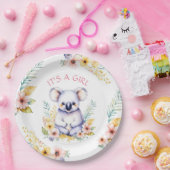 Koala Bear Themed It's a Girl Baby Shower Pappteller (Party)