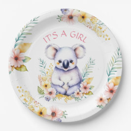 Koala Bear Themed It's a Girl Baby Shower Pappteller