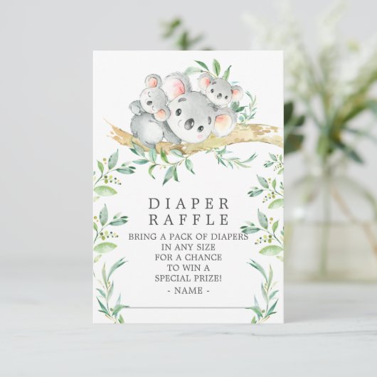 Koala Bear Twins Baby Duschkabine Windeln Raffle T Begleitkarte (Stehend Vorderseite)