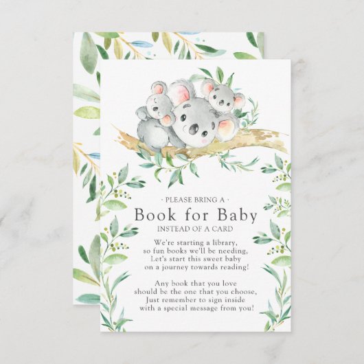 Koala Bear Twins Baby Showbook for Baby Card Begleitkarte (Vorne/Hinten)