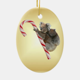 Koala Bear und Joey Cub Candy Cane Keramik Ornament