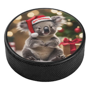 Koala Bear Wear Weihnachtsmannmütze, Eishockey Puck