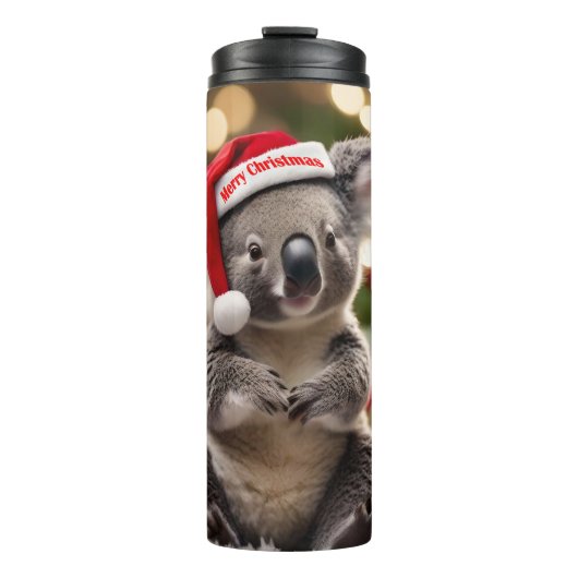Koala Bear Wear Weihnachtsmannmütze, Thermosbecher (Vorderseite)