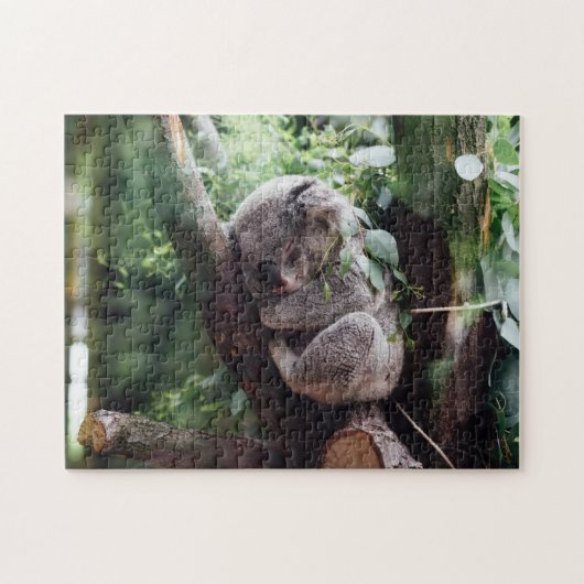 Koala Bear Wild Animal Sleeping auf einem Bambusba Puzzle (Horizontal)