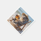 Koala Bear With a Beer on a Beach Serviette (Ecke)