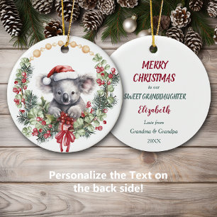 Koala Bear Wreath Grandtochter Weihnachten Keramik Ornament