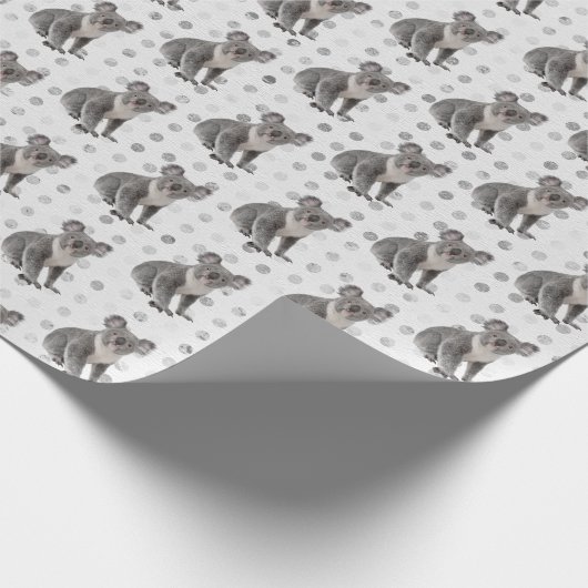Koala Bears auf Polka Dots Geschenkpapier (Ecke)