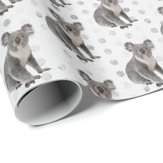 Koala Bears auf Polka Dots Geschenkpapier (Rolleneckpunkt)