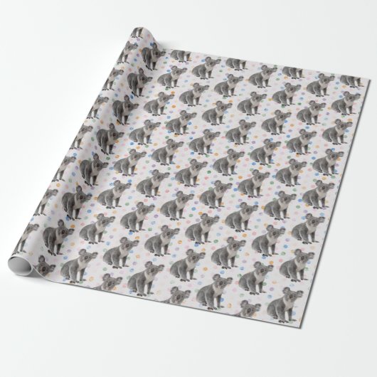 Koala Bears auf Polka Dots Geschenkpapier (Ungerollt)