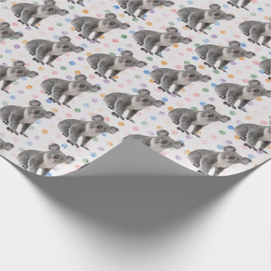 Koala Bears auf Polka Dots Geschenkpapier (Ecke)