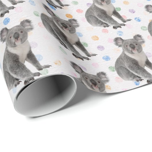 Koala Bears auf Polka Dots Geschenkpapier (Rolleneckpunkt)