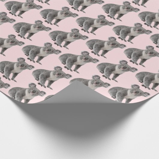 Koala Bears auf rosa Blush Geschenkpapier (Ecke)