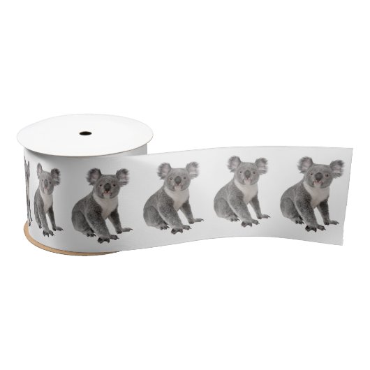 Koala Bears auf White Gingham Satinband (Spule)