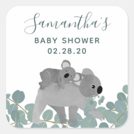 Koala Bears Baby Dusche Quadratischer Aufkleber