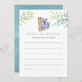 Koala Bears Eucalyptus Verlasse Babyduschberatung Hinweiskarte (Vorne/Hinten)