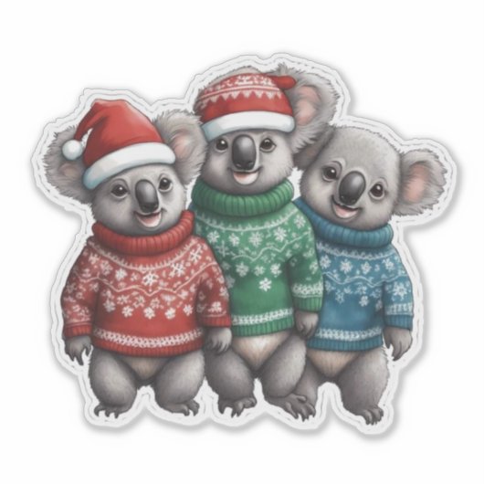 Koala Bears in Sweaters Aufkleber (Vorderseite)