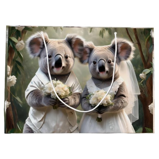 Koala Bears Liebe White Weddings, Große Geschenktüte (Rückseite)