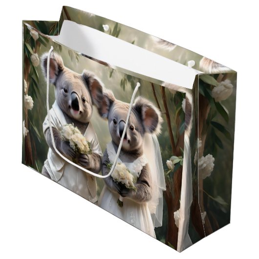 Koala Bears Liebe White Weddings, Große Geschenktüte (Vorderseite Schrägansicht)