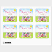 Koala Bears Picnic Birthday Pink Gingham Vielen Da Quadratischer Aufkleber (Blatt)