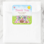 Koala Bears Picnic Birthday Pink Gingham Vielen Da Quadratischer Aufkleber (Tasche)