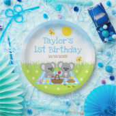 Koala Bears Picnic Blue Gingham Birthday Party Pappteller (Party)